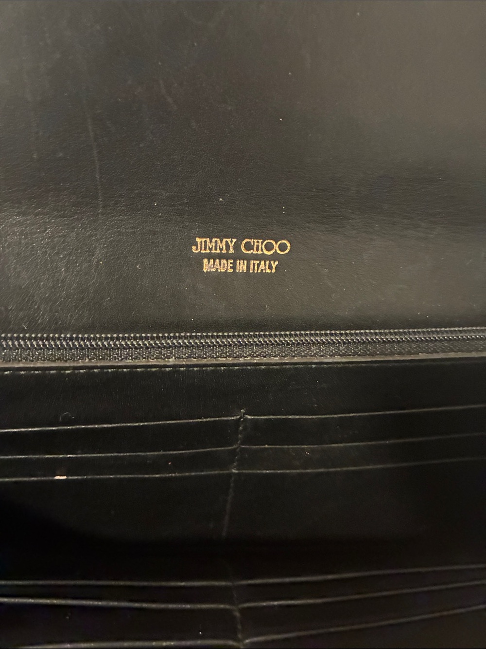 Jimmy Choo Black Leather Clutch with Gold Plate - Picture 4 of 10